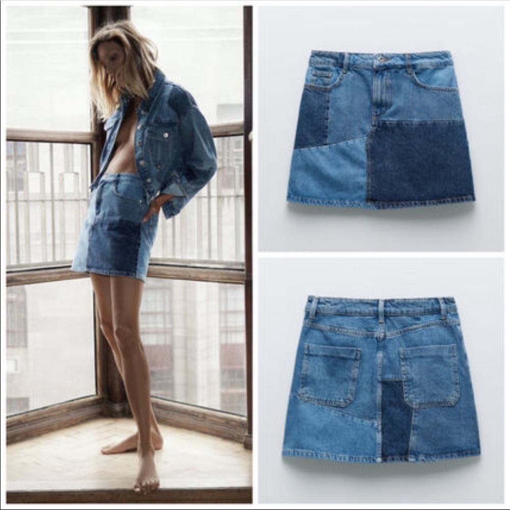 NWT ZARA PATCHWORK SKIRT